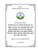Đánh giá của khách hàng về một số yếu tố ảnh hưởng tới hoạt động cung ứng thuốc không kê đơn tại một số nhà thuốc cộng đồng trên địa bàn hà nội năm 2014