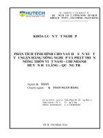 Phân tích tình hình cho vay hộ sản xuất tại ngân hàng nông nghiệp và phát triển nông thôn Việt Nam- chi nhánh huyện Hải Lăng- Quảng Trị