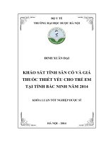 Khảo sát tính sẵn có và giá thuốc thiết yếu cho trẻ em tại tỉnh bắc ninh năm 2014