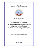 Nghiên cứu bài thuốc chữa huyết khối tĩnh mạch chi về thực vật, hóa học và thăm dò tác dụng in vitro