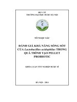 Đánh giá khả năng sống sót của lactobacillus acidophilus trong quá trình tạo pellet probiotic