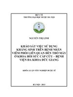 Khảo sát việc sử dụng kháng sinh trên bệnh nhân viêm phổi liên quan đến thở máy ở khoa hồi sức cấp cứu   bệnh viện đa khoa đức giang