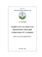 Nghiên cứu các phản ứng định hướng tổng hợp tamsulosin từ l   tyrosin