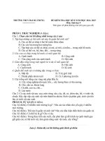 Đề kiểm tra học kì II môn sinh 9 Hai Bà Trưng năm học 2014 - 2015(có đáp án).doc