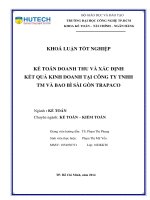 Kế toán doanh thu và xác định kết quả kinh doanh tại công ty TNHH TM và bao bì Sài Gòn TRAPACO