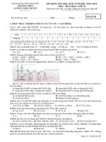 Đề kiểm tra học kì 2 môn Hóa lớp 10 năm học 2014-2015 trường THPT Lương Ngọc Quyến, Thái Nguyên