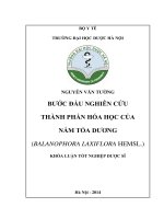 Bước đầu nghiên cứu thành phần hóa học của nấm tỏa dương ( balanophora laxiflora hemsl )