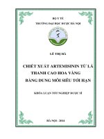 Chiết xuất artemisinin từ lá thanh cao hoa vàng bằng dung môi siêu tới hạn