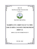 Nghiên cứu chiết xuất và tiêu chuẩn hóa cao bán thành phần diếp cá