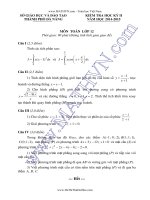 KIỂM TRA HKII MÔN TOÁN LỚP 12