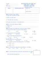 Đề Kiểm tra giữa kỳ I môn Toán lớp 5 số 12