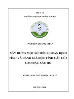 Xây dựng một số tiêu chuẩn định tính và đánh giá độ độc tính cấp của cao đặc xấu hổ