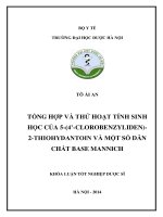 Tổng hợp và thử hoạt tính sinh học của 5   (4  clorobenzyliden) 2 thiohydantoin và một số dẫn chất base mannich