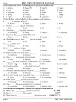 đề kiểm tra hk1 anh văn 7, đề9