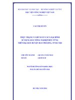 Thực trạng và đề xuất các loại hình sử dụng đất nông nghiệp bền vững trên địa bàn huyện Đan Phượng, thành phố Hà Nội
