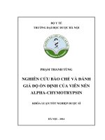 Nghiên cứu bào chế và đánh giá độ ổn định của viên nén alpha   chymotrypsin