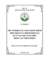 Thử nghiệm tác dụng kích thích miễn dịch của pidotimod sản xuất tại việt nam trên động vật thí nghiệm