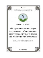 Xây dựng phương pháp định lượng đồng thời lumivudin zidovudin và nevirapin trong chế phẩm viên nén bằng MEKC