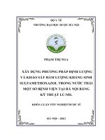 Xây dựng phương pháp định lượng và khảo sát hàm lượng kháng sinh sulfamethoxazol trong nước thải một số bệnh viện tại hà nội bằng kỹ thuật LC MS
