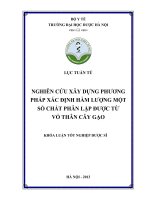 Nghiên cứu xây dựng phương pháp xác định hàm lượng một số chất phân lập được từ vỏ thân cây gạo