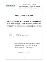 Thực trạng kế toán doanh thu, chi phí và xác định kết quả kinh doanh tại công ty TNHH MTV dịch vụ công ích Huyện Hóc Môn