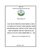 Xây dựng phương pháp định lượng và khảo sát hàm lượng kháng sinh metronidazol trong nước thải tại một số bệnh viện hà nội bằng kỹ thuật sắc ký lỏng khối phổ LC MS