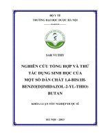Nghiên cứu tổng hợp và thử tác dụng sinh học của một số dẫn chất 1,4 bis(1h benzodimidazol 2 yl thio) butan
