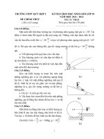 Đề thi HSG Trường THPT Quỳ Hợp 2 - Môn vật lý 10 - Năm học 2011 - 2012