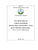 Xác định một số corticosteroid trong thực phẩm chức năng bằng phương pháp HPLC