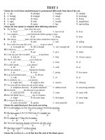 BỘ ĐỀ  ôn thi HKI tiếng Anh lớp 8