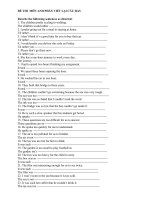 ĐỀ THI  MÔN ANH PHẦN VIẾT LẠI CÂU HAY