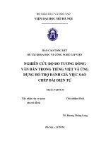 Nghiên cứu độ đo tương đồng văn bản trong tiếng việt và ứng dụng hỗ trợ đánh giá việc sao chép bài điện tử