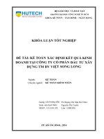 Kế toán xác định kết quả kinh doanh tại Công ty CP Đầu tư Xây dựng TM DV Việt Song Long