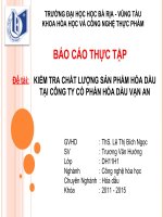 KIỂM TRA CHẤT LƯỢNG SẢN PHẨM hóa dầu tại CÔNG TY cổ PHẦN HÓA dầu VẠN AN