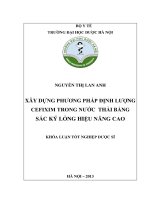 Xây dựng phương pháp định lượng cefixim trong nước thải bằng sắc ký lỏng hiệu năng cao