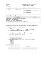 Đề Kiểm tra Giữa kỳ I lớp 5 môn Toán số 2