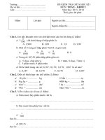 Đề Kiểm tra giữa kỳ I lớp 5 môn Toán