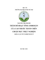 Thăm dò hoạt tính androgen của cao thuốc testin trên chuột đực thực nghiệm