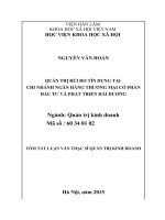 Quản trị rủi ro tín dụng tại chi nhánh ngân hàng TMCP đầu tư và phát triển hải dương