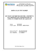 Kế toán tập hợp doanh thu, chi phí và xác định kết quả kinh doanh tại công ty TNHH TM DV du lịch LYS