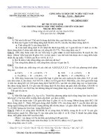 Đề tuyển sinh vào 10  môn Hóa học năm 2015 - 2016 số 18