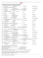 đề thi tham khảo HKI tiếng Anh lớp 7 (Phần 2)