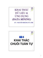 Bài giảng khai thác dữ liệu  ứng dụng (data mining)   bài 4  khai thác chuỗi tuần tự   nguyễn hoàng tú oanh