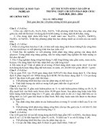 Đề tuyển sinh vào 10  môn Hóa học năm 2015 - 2016 số 1