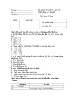 Kiểm tra cuối kỳ I Lịch sử lớp 5 số 3