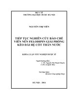 Tiếp tục nghiên cứu viên nén felodipin giải phóng kéo dài hệ cốt thân nước