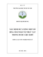 Xác định dư lượng một số hóa chất bảo vệ thực vật trong dược liệu khô