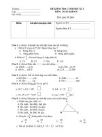 Kiểm tra cuối học kì 1 môn Toán lớp 5 số 1
