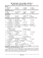 BỘ ĐỀ THI THỬ  lớp 10 - MÔN ANH