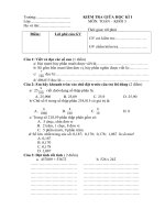 Đề Kiểm tra giữa kỳ I môn Toán lớp 5 số 10